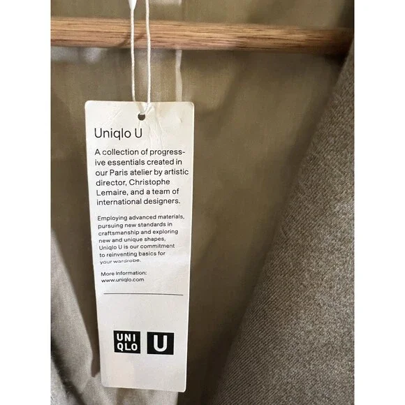 Uniqlo U Chester Beige Belted Stretch Jersey Duster Long Coat Size L Minimalist - Picture 7 of 16